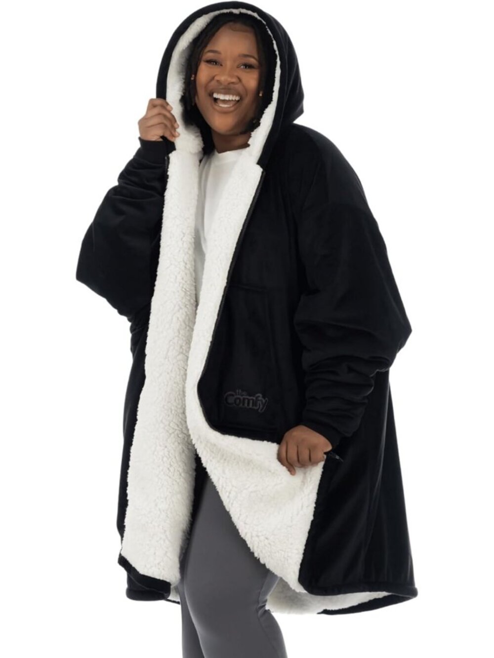 Cozy Full Zip Sherpa Wearable Blanket Hoodie | Shark Tank Favorite, Comfy & Warm